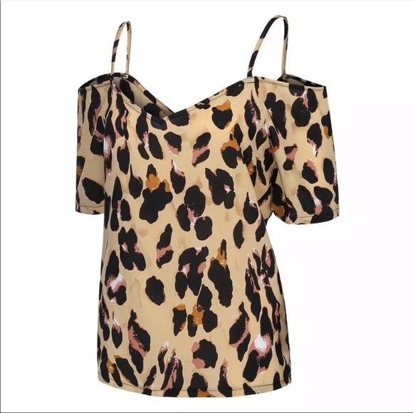 Off Shoulder, Leopard Print Blouse - Picture 8 of 12